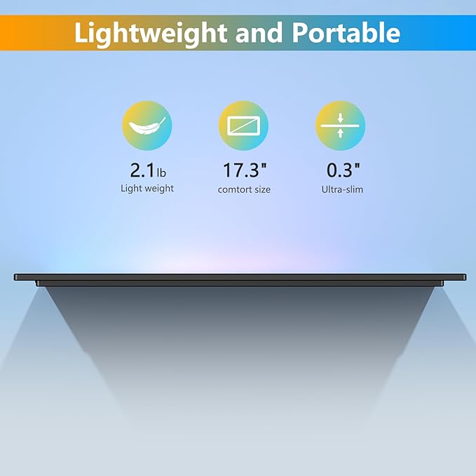 WGK Portable Monitor Narrow Edge 17.3” 1080P FHD 144Hz USB-C HDMI Gaming PC IPS HDR Screen for Travel PC Mac Phone Xbox PS5 Switch Laptop with Smart Cover and Built-in Speakers