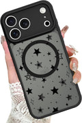 KANGHAR Case Compatible with iPhone 17 Pro Max Stars Pattern [Compatible with Magsafe] Cute Protective Magnetic Case for Girls Women Men Black