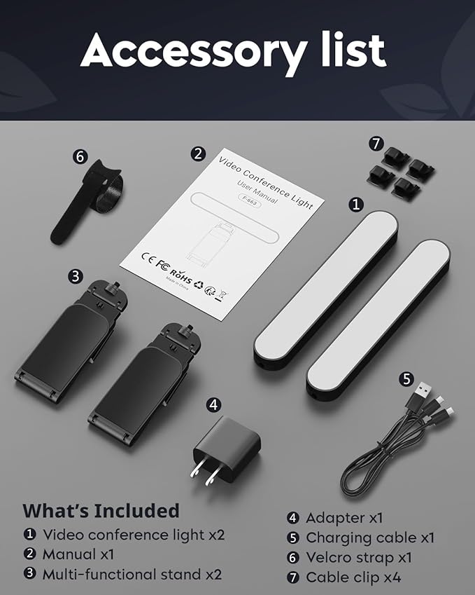 UBeesize Dual Webcam Light for Monitor, Video Conference Lighting with Adjustable Stand, USB Powered Streaming Light with Adapter, Ring Light for Computer Laptop, Zoom Lighting for Video Calls 2 Pack