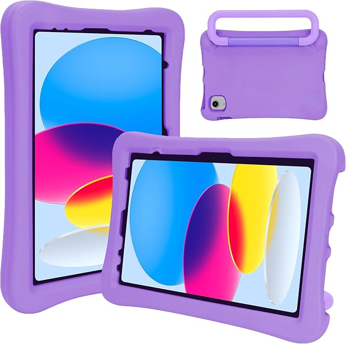 Case for iPad Air 11-inch M3 (2025) / M2 (2024), iPad Air 5th (2022) / 4th Generation (2020) 10.9 Inch, Fully-Body Rugged Heavy Duty Shockproof Case with Kickstand for Kids (Light Purple)