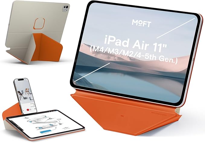 MOFT Dynamic Folio Tablet Stand Compatible with iPad Air 11"(M4 2026/M3 2025/M2 2024)&iPad Air 10.9"(5th 2022/4th 2020),Slim Magnetic Tablet Holder with 20+ Viewing Angles, Beach White x Terracotta