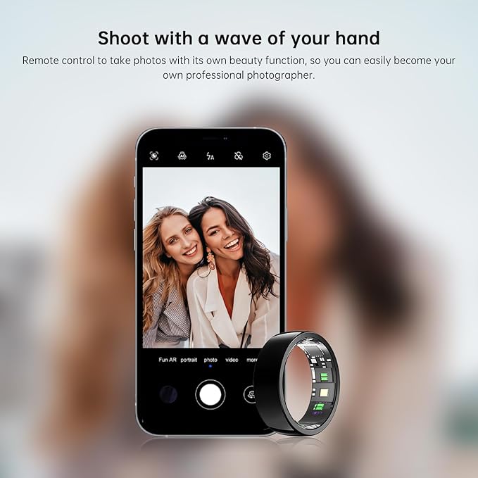 Smart Ring - Sleep Tracking Wearable - Heart Rate - Oxygen Monitoring - Fitness Tracker - Hand Gesture Brush Tiktok - Remote Camera - Up to 9 Days of Battery Life