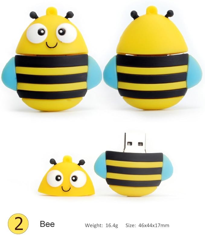 Flash Drive 5x16GB Thumb Drive Animals USB Flash Drive with Chain Bee Fox Owls Penguin Pen Drive Gift for School Kids and Students Valentine's Day Gift (Pack of 5 Animals)
