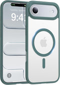 Magnetic for iPhone Air Case 2025,[Anti-Slip][Compatible with MagSafe][Military Grade Drop Protection] Shockproof Protective Translucent Matte Phone Case for iPhone 17 Air Case,Night Green
