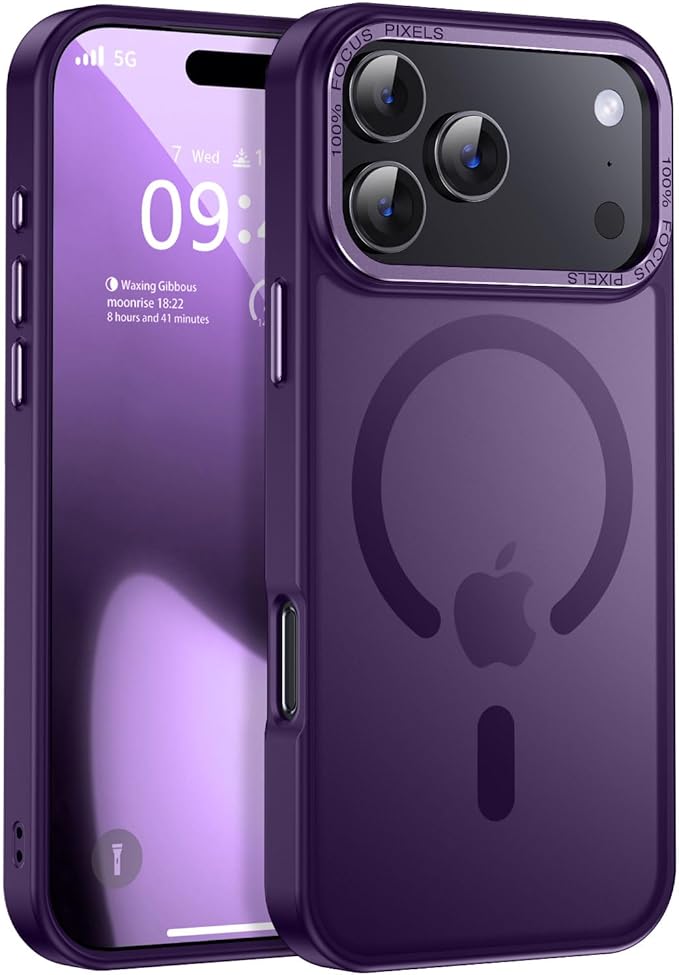 Newfuture Magnetic for iPhone 17 Pro Max Case [Compatible with Magsafe] [Military Grade Drop Protection] Translucent Matte Anti-Scratch Shockproof Protective Phone Cover 6.9 Inch, Deep Purple