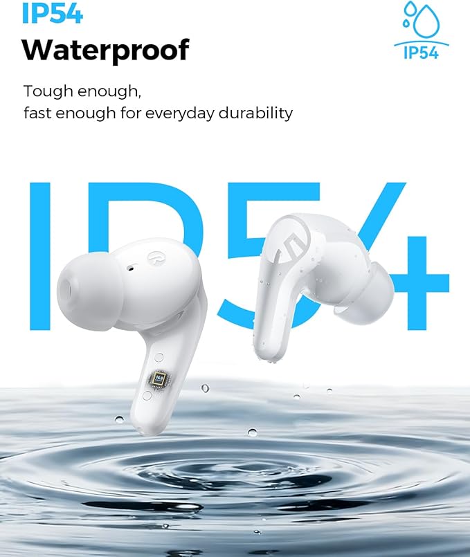 SoundPEATS C30 Hybrid ANC Earbuds with LDAC Hi-Res Audio, 52H Playtime -52dB Adaptive Noise Cancelling Earbuds, 6-Mic Clear Call, 12mm Driver, Bluetooth 6.0, Multi-Point, IP54 for Daily Use - White