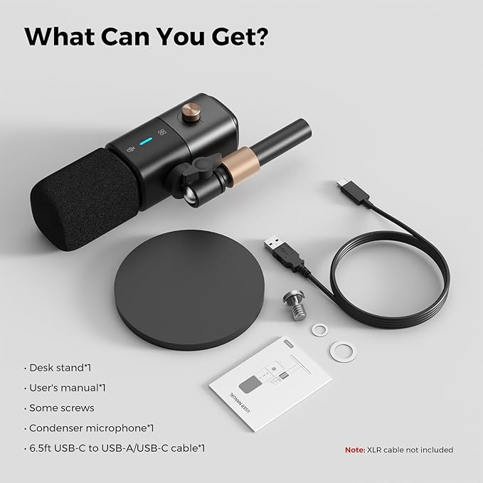NearStream AM25X Gen2 XLR/USB Condenser Microphone with Noise Canceling/Volume Control/Headphone Jack/Mute, Podcast Microphone for PC/Audio Mixer, Desktop Mic for Stream/Podcast/Gaming/Music Record