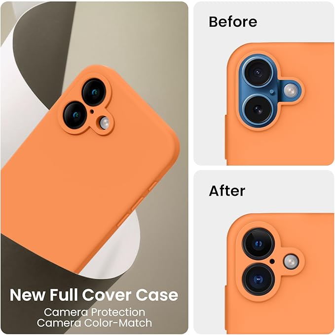 FireNova Designed for iPhone 16 Plus Case, Silicone Upgraded [Camera Protection] Case, Soft Anti-Scratch Microfiber Lining Inside, 6.7 inch, Kumquat