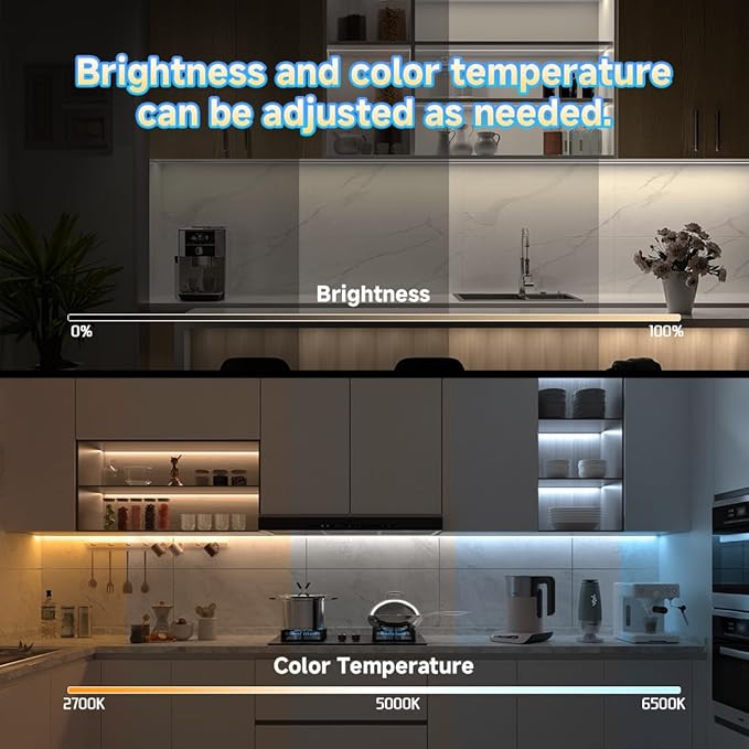 BTF-LIGHTING FCOB COB CCT 12VDC LED Strip Kit UL Listed Flexible High Density 640LED/m 32.8FT RF Remote Controller Tunable CT 2700K-6500K CRI 90+ for Bedroom Kitchen Under Cabinet Indoor