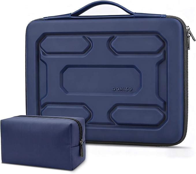 DOMISO Laptop Hard Case 14-14.4 inch Waterproof Shockproof Hard Shell Laptop Sleeve with Handle & Storage Pocket, Compatible with MacBook, HP, Dell,Dark Blue
