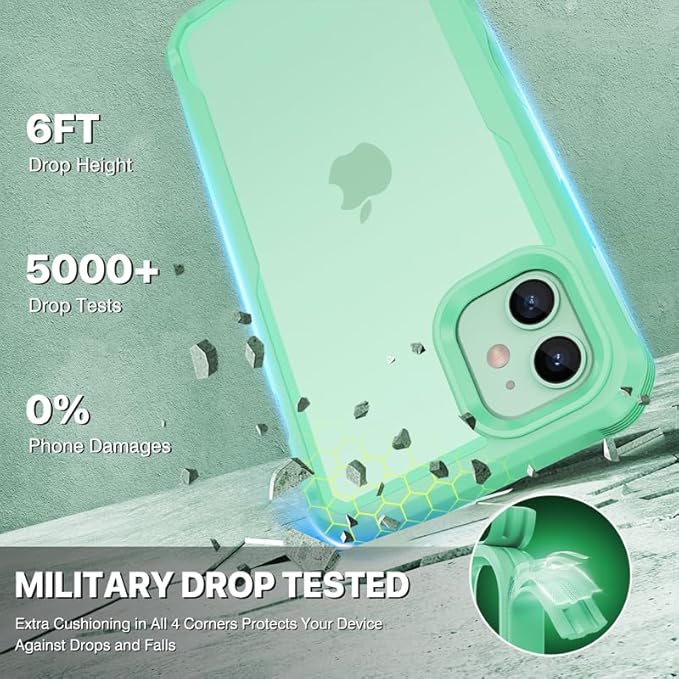 CENHUFO Privacy for iPhone 11 Case, Full Body Phone Case with Built-in 9H Tempered Glass Privacy Screen Protector and Camera Lens Protector, Anti Peep Spy Shockproof Bumper Clear Cover - Green