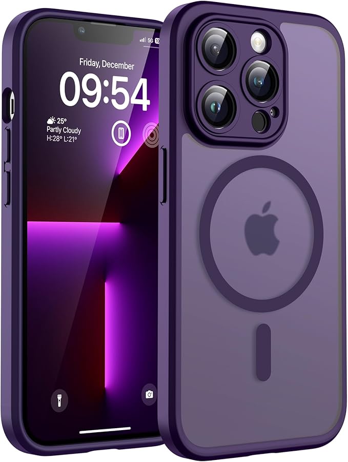 TOCOL for Phone 13 Pro Case, Compatible with Magsafe Charger, Full Camera Protection, Drop Protection, Translucent Matte Phone Case for iPhone 13 Pro 6.1 inch (Midnight Purple)