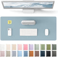 YSAGi Leather Desk Protector, Office Mat, Large Mouse Mat, Non-Slip PU Leather Blotter, Laptop Desk Pad, Waterproof Writing Pad for Office and Home (Ice Blue, 23.6" x 13.8")
