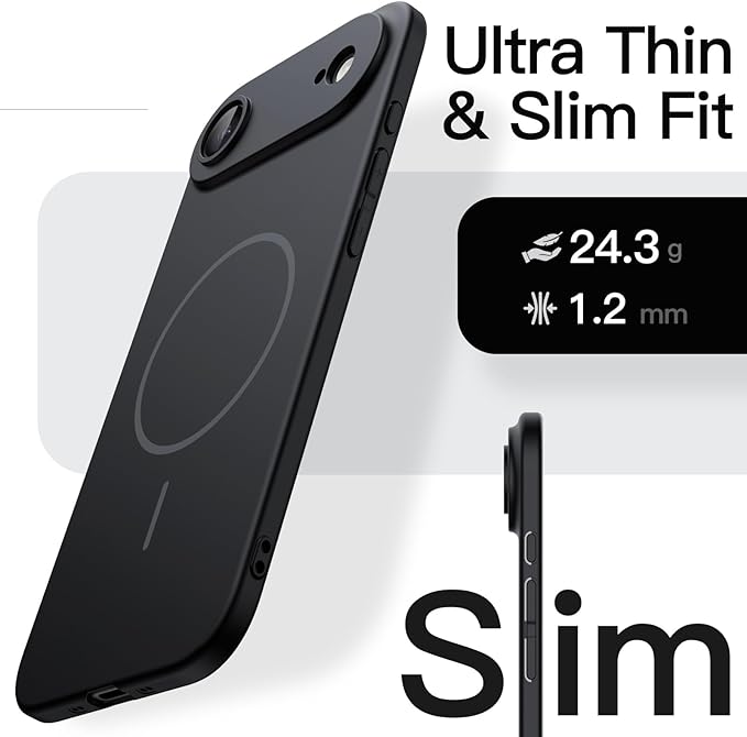 JETech Magnetic Slim Case for iPhone Air, Compatible with MagSafe, Ultra-Thin Lightweight Minimalist Phone Cover with Matte Finish and Full Camera Lens Protection, 6.5-Inch Display (Black)