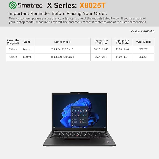 Smatree Hard EVA Protective Sleeve Case Compatible for 13 inch Lenovo ThinkBook 13s Gen 4 Laptop, for 13 inch Lenovo ThinkPad X13 Gen 5 Laptop Notebook Bag (X8025T)
