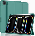 ZryXal New iPad Pro 13 Inch Case (M5) 2025 / (M4) 2024 with Pencil Holder, Smart iPad Case [Support Pencil Pro and Pencil (USB-C)], Support Touch ID and Auto Wake/Sleep (Forest Green)
