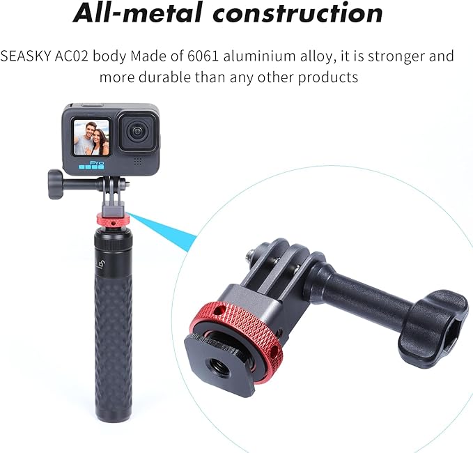 SEASKY AC02 Action Camera SLR Camera Cold hot Shoe Mount Tripod Adapter Conversion Accessory All-Metal Aluminum Alloy for GoPro Hero 13/12/11/10/9, for DJI Action 6/5 Pro 4/3, for Insta360 Ace Pro 2