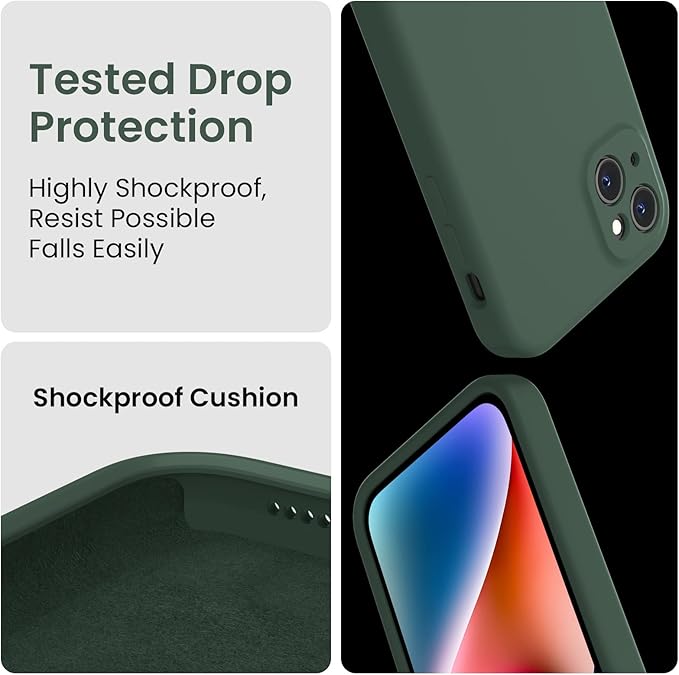 FireNova Designed for iPhone 13 Case, Silicone Upgraded [Camera Protection] Phone Case, Soft Anti-Scratch Microfiber Lining Inside, 6.1 inch, Alpine Green