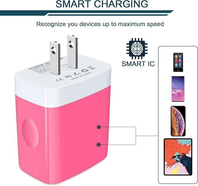 Wall Charger, USB Charger Adapter, AILKIN 4.8A 4Multi Port Fast Charging Station Power Base Block Plug Cube Brick for iPhone, iPad, Samsung Galaxy, Moto, Google Pixel, Kindle Fire Plug Cargador Carro