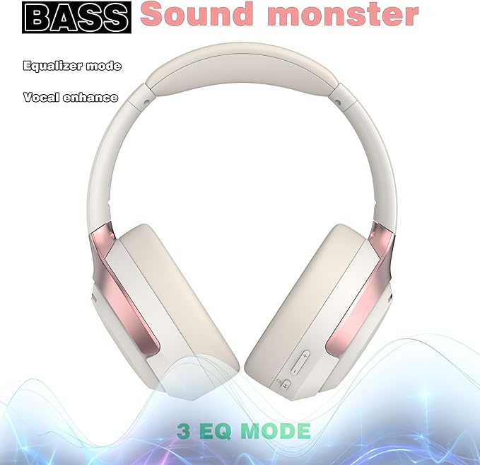 LC30Pro Hybrid Active Noise Cancelling Headphones, 100H Playtime Bluetooth Headphones, HiFi Audio Wireless Headphone with Foldable Design (Beige White), Gifts