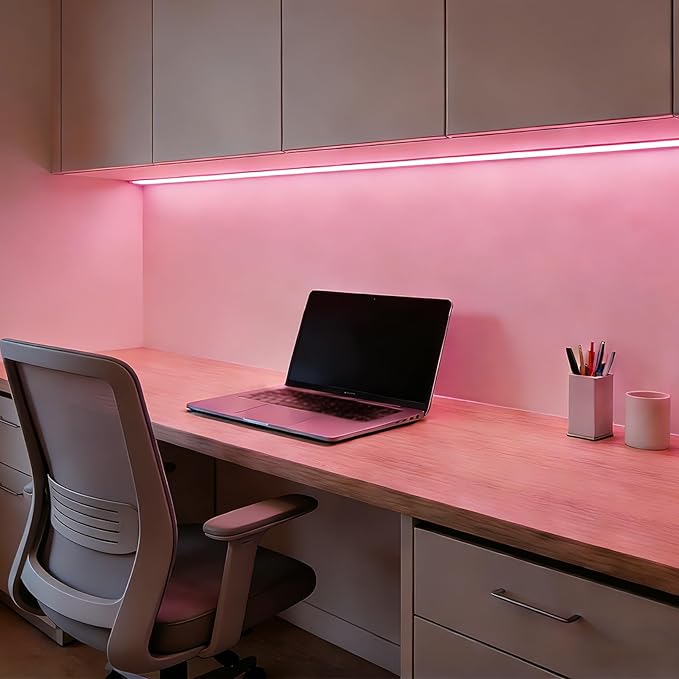 ZSLAIFU 5V USB LED Light Strip, COB LED Strip Lights, Pink 5V LED Lights, Small LED Strip Light, TV Lights for TV Under Cabinet Kitchen Living Room Shelving or Displays (Pink, 3.28ft)