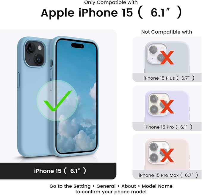 OTOFLY Compatible with iPhone 15 Case, Silicone Shockproof Slim Thin Phone Case for iPhone 15 (6.1 inch),(Baby Blue)