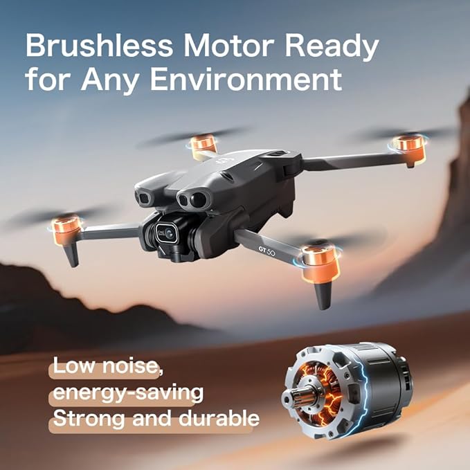 Drones with Dual Camera for Adults, Brushless Motor Large HD Screen Remote Control, Lightweight Under 249g Foldable Professional Drone for Beginner, Mini Quadcopter with 2 Batteries & Storage Bag