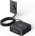 12 in 1 Power Strip Extension Cords with Multiple Outlets, 8 Outlets & 4 USB Ports Extension Cord, Flat Plug Compact Charging Station