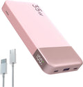 NOBIS Portable Charger, 10000mAh Power Bank Fast Charging, Battery Pack with C to C Cable, Battery Bank with Digital Display for iPhone iPad Android etc (Pink, 35W)