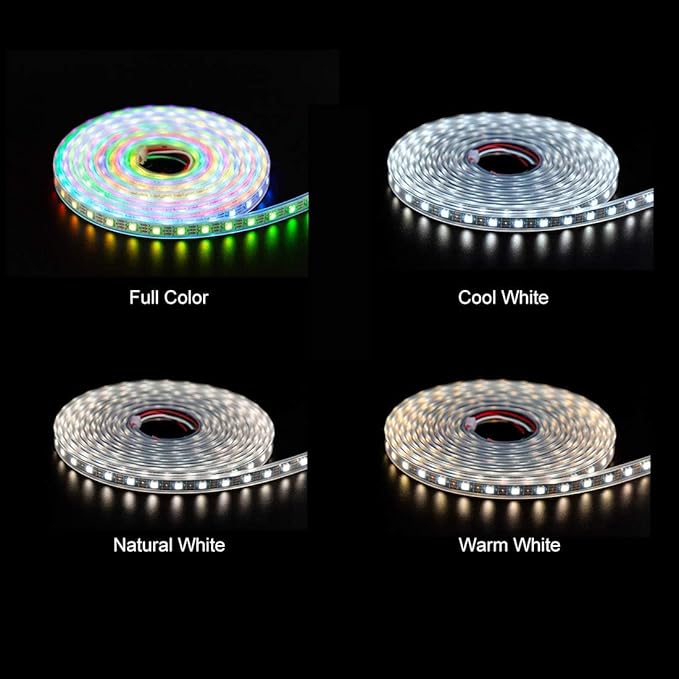 BTF-LIGHTING RGBW RGB+Natural White SK6812 (Similar WS2812B) 4 Colors in 1 LED Strip Individually Addressable 16.4ft 60Pixel/m 300LED Light Dream Color IP30 DC5V White PCB (No Adapter or Controller)