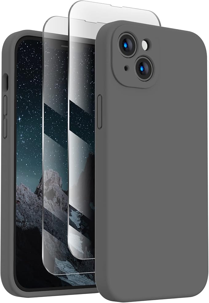 FireNova Designed for iPhone 14 Case, Silicone Upgraded [Camera Protection] Phone Case, Soft Anti-Scratch Microfiber Lining Inside, 6.1 inch, Space Gray