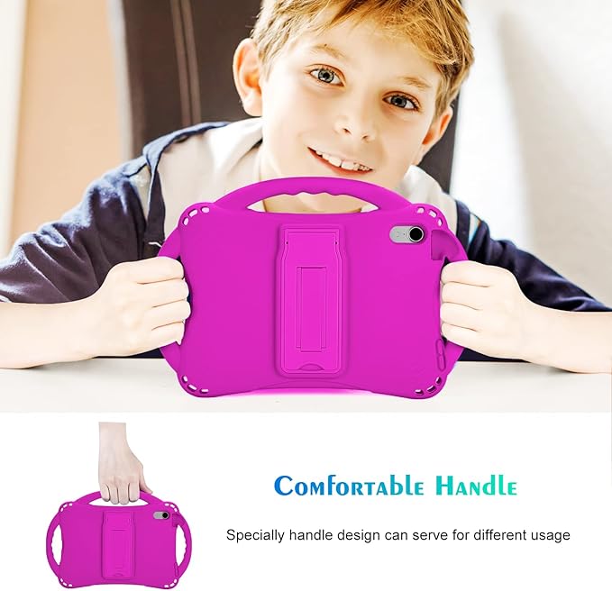 TopEsct Kids Case for iPad mini 7 (A17 Pro) 2024 /iPad Mini6 2021, Shockproof Silicone Cover with Handle Stand for 8.3" iPad mini 6th/7th Gen,Purple