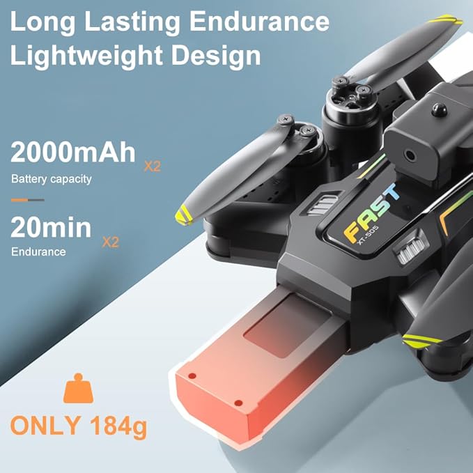 OBEST Drone with 4K Camera for Adults, Brushless Motor FPV Foldable RC Drones, 360° Flips, Headless Mode, Gesture Control, 40min Flight Time, 2 Batteries