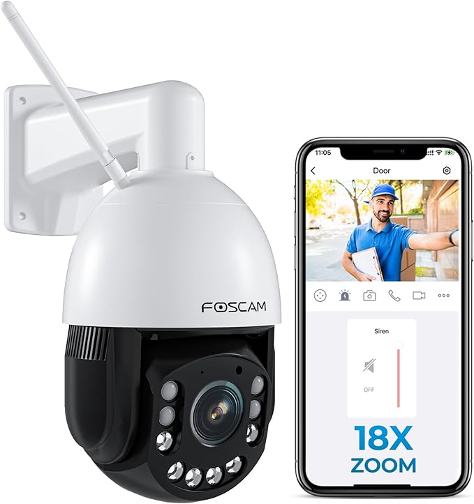 FOSCAM 4MP WiFi PTZ Outdoor Camera, 18X Optical Zoom with Auto Tracking, 2.4/5GHz WiFi Camera for Home Security, Person/Vehicle/Animal Detection, 656ft Night Vision, 350° Pan 90° Tilt, Two-Way Audio