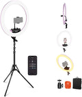 NEEWER Professional Ring Light with Stand and Phone Holder, 18 inch Ultra Thin, 45W 2900K-7000K TLCI98, Remote Shutter & App Control, Softer Lighting for Makeup Live Stream TikTok, RP18B Pro Pink