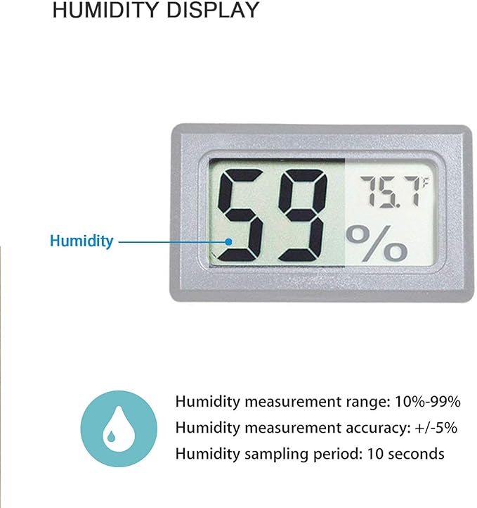 4-Pack Mini Digital Temperature Humidity Meters Gauge Indoor Thermometer Hygrometer LCD Display Fahrenheit (℉) for Reptile Tank,Jars,Guitar Case,Greenhouse, Garden, Cellar, Fridge, Closet