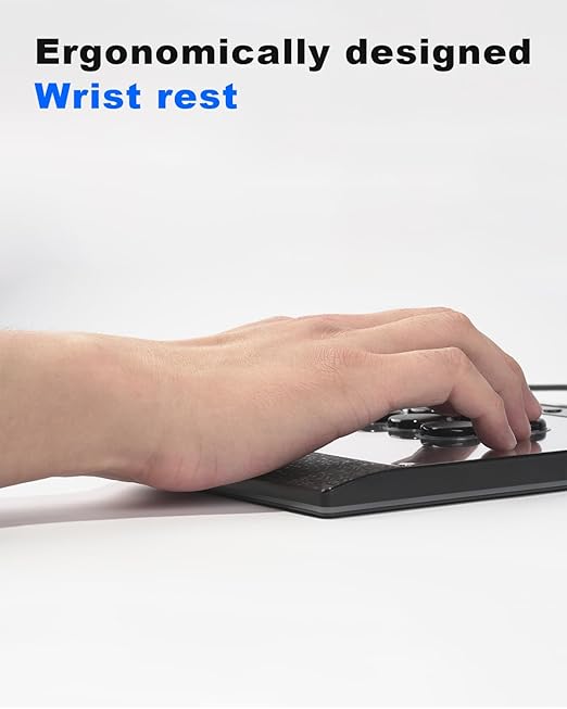 Haute42 Leverless Controller for Arcade Gaming: C16 Magnetic Detachable Series - Aluminum Alloy Base with Acrylic Panel - Laser-Engraved Wrist Rest - Custom RGB Controller for PC/Switch/PlayStation