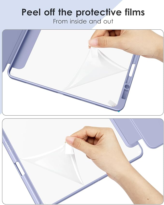 VIKESI Case for iPad Pro 12.9 6th/5th/4th/3rd Generation 2022/2021/2020/2018,TPU Shockproof Frame,Built-in Pencil Holder,Auto Sleep/Wake - Blue Purple