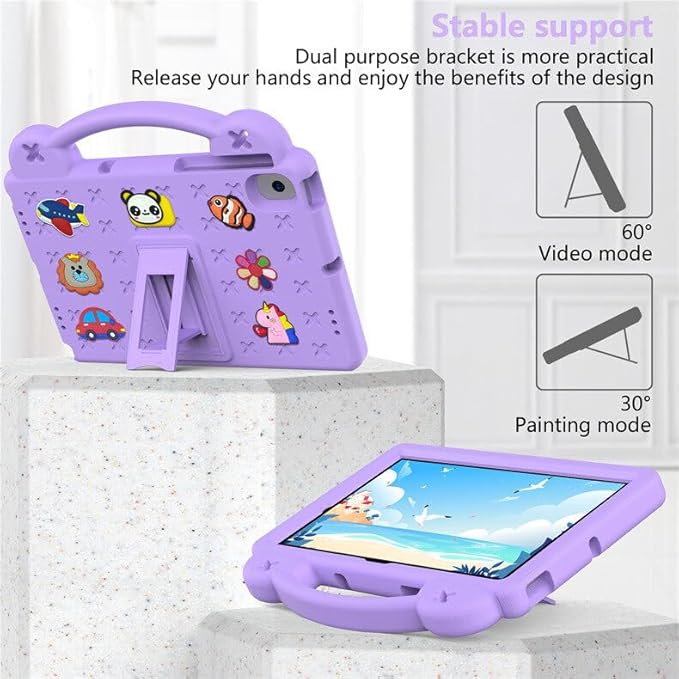 AKABEILA Compatible with Lenovo Tab M10 Plus(3rd Gen) 10.6 (2022)/Huawei MatePad Pro 10.8 (2019/2021)/SE 10.4(2023)/Samsung Tab A8 10.5 Tablet Case, Kids Case with Shoulder Strap - Light Purple