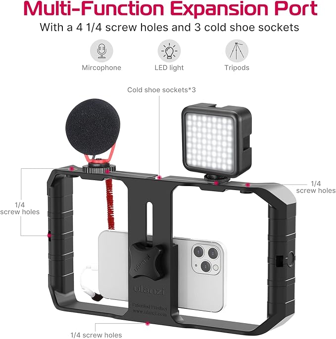 ULANZI U Rig Pro Smartphone Video Rig, Filmmaking Vlogging Case, Phone Video Stabilizer Grip Tripod Mount for Videomaker Film-Maker Video-grapher with Cold Shoe Mount for iPhone Samsung and More