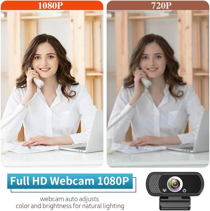 1080P Webcam with Microphone, HD Webcam Web Camera with Tripod Stand, Widescreen USB Computer Camera, Streaming Mic Web cam for Online Calling/Conferencing,Facetime/YouTube Desktop Laptop PC