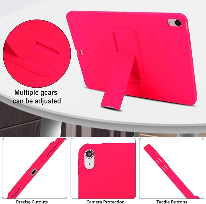 for iPad Air 11-inch M4/M3/M2 (2026/2025/2024) Case, Shockproof Protective Back Cover with Kickstand Slim Shell for Women Men, Rose