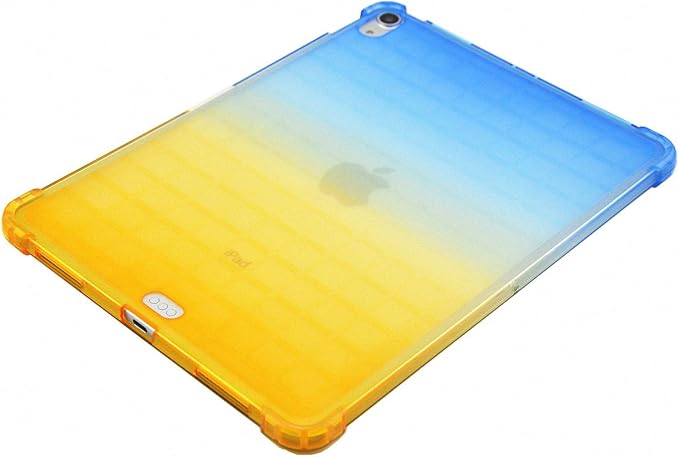 Case for iPad Air 11" M2 (2024) & iPad Pro 11 inch 4th/3rd/2nd/1st Gen (2022/2021/2020/2018) & iPad Air 5th/4th Gen 10.9" (2022/2020) Translucent Frosted Clear TPU Back Cover, Blue & Yellow