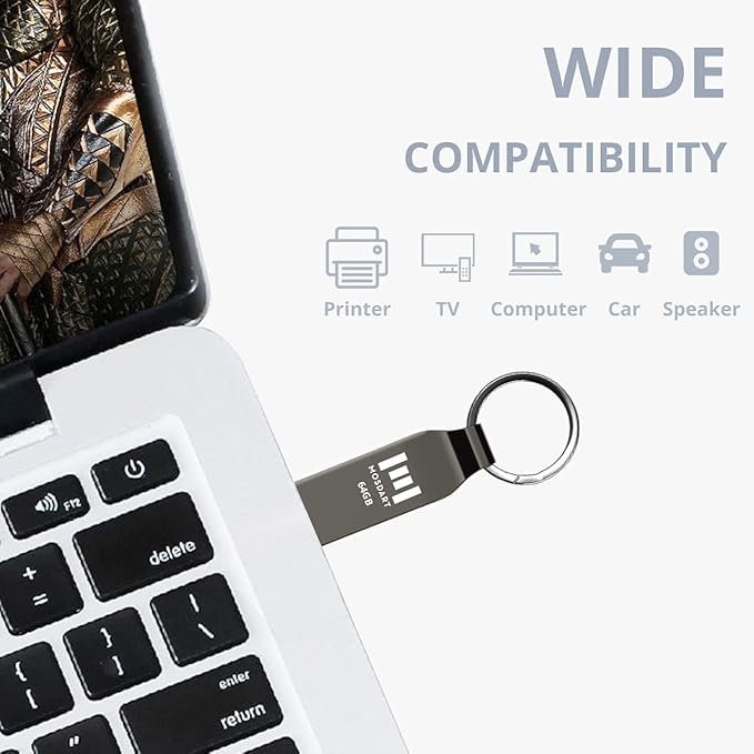 MOSDART Waterproof 64GB USB2.0 Flash Drive, exFAT Metal Memory Stick with Keychain, for System Back, Data Storage, Titan Gray(Pack of 2)
