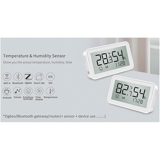 Wengart Zigbee Temperature Humidity Sensor with LCD Display, Indoor Thermometer Hygrometer for Home Assistant, Alexa (Hub Required), Remote Monitoring for Guitar Case, Humidor & Greenhouse, SZT04E_Z