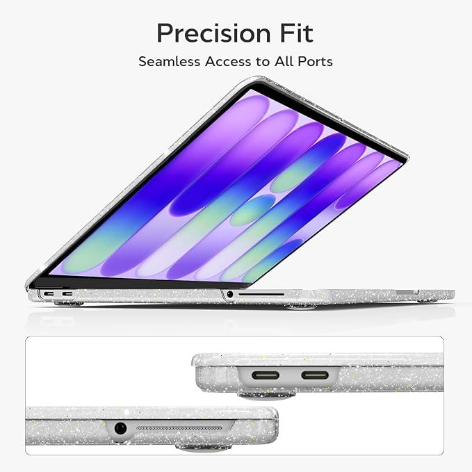B BELK for MacBook Neo 13 inch Case 2026 (A18 Pro, Model A3404), Clear Glitter Hard Shell Case with Keyboard Cover & Screen Protector, Slim Protective Sparkly Case for MacBook Neo 13", Starry Clear