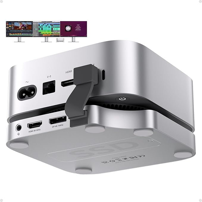 Mac Mini M4 Dock Stand with DP 4K 144Hz & HDMI 4K 60Hz, Mac Mini M4 Pro Hub with 4TB NVMe SSD Enclosure (SSD NOT Included), 3 USB A 2.0, SD/TF 3.0, 3.5mm Audio/Mic, USB C Hub for Mac Mini 2024