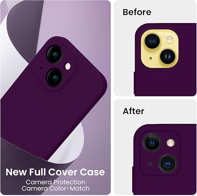 FireNova Designed for iPhone 14 Case, Silicone Upgraded [Camera Protection] Phone Case, Soft Anti-Scratch Microfiber Lining Inside, 6.1 inch, Wine Red