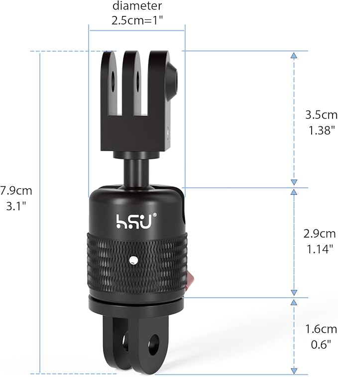 HSU 360 Degree Rotation Camera Mount, Aluminum Vertical Bracket Tripod Adapter Compatible with GoPro Hero 13/12/11/10/9/8/7/6/5 AKASO Campark DJI Osmo Action 4/3 and Other Action Cameras