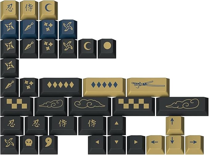Drop Redsuns GMK Blue Samurai Custom Mechanical Keyboard Novelty Keycap Set - 39-Keys, Doubleshot ABS, Cherry Profile (Blue, Novelties) (MDX-35037-4)